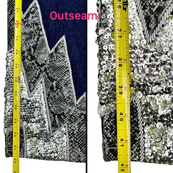 Miss Selfridge Bootcut Jeans, size S, Glitter Snake Trim, Boho Western Festival - Picture 14 of 16